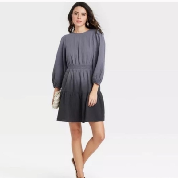 grey ombre Long Sleeve Tiered Dress - Universal Thread - Picture 1 of 7